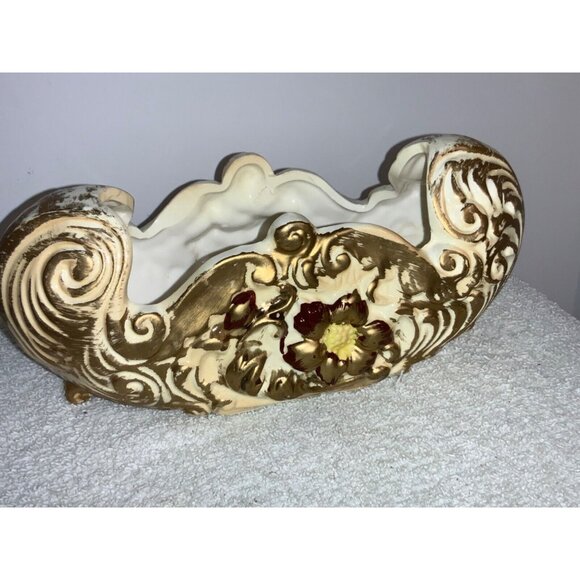 Ceramic Dish/Planter Centerpiece Ornate by Acson Japan Gold Color scroll floral - Picture 4 of 8